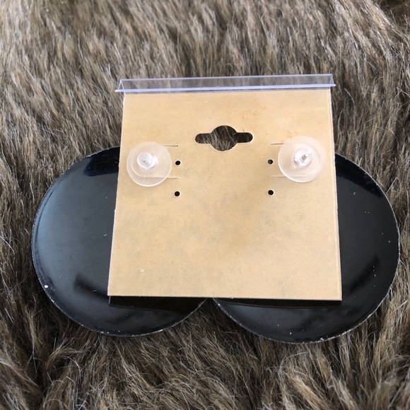 Vintage 80s large rhinestone accent disc earrings - Picture 6 of 6